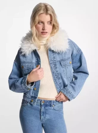 Faux Fur Collar Denim Jacket