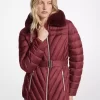 Faux Fur Trim Packable Nylon Puffer Jacket