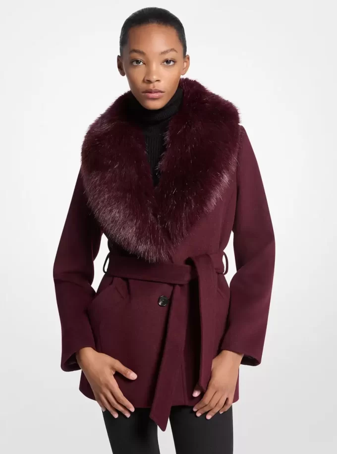 Faux Fur Trim Wool Blend Coat Faux Fur Trim Wool Blend Coat