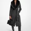 Faux Fur Trim Wool Blend Coat