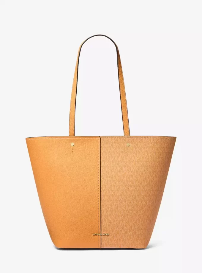 Flora Large Signature Logo and Leather Tote Bag Flora Large Signature Logo and Leather Tote Bag