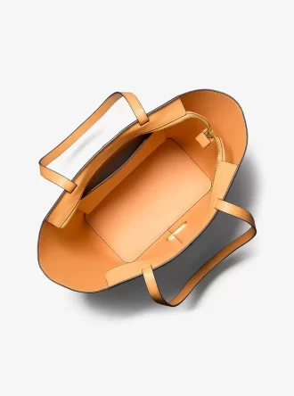 Flora Large Signature Logo and Leather Tote Bag