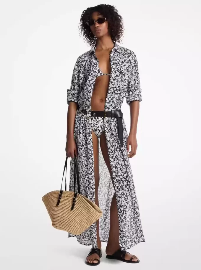 Floral Print Cotton Lawn Shirtdress Floral Print Cotton Lawn Shirtdress