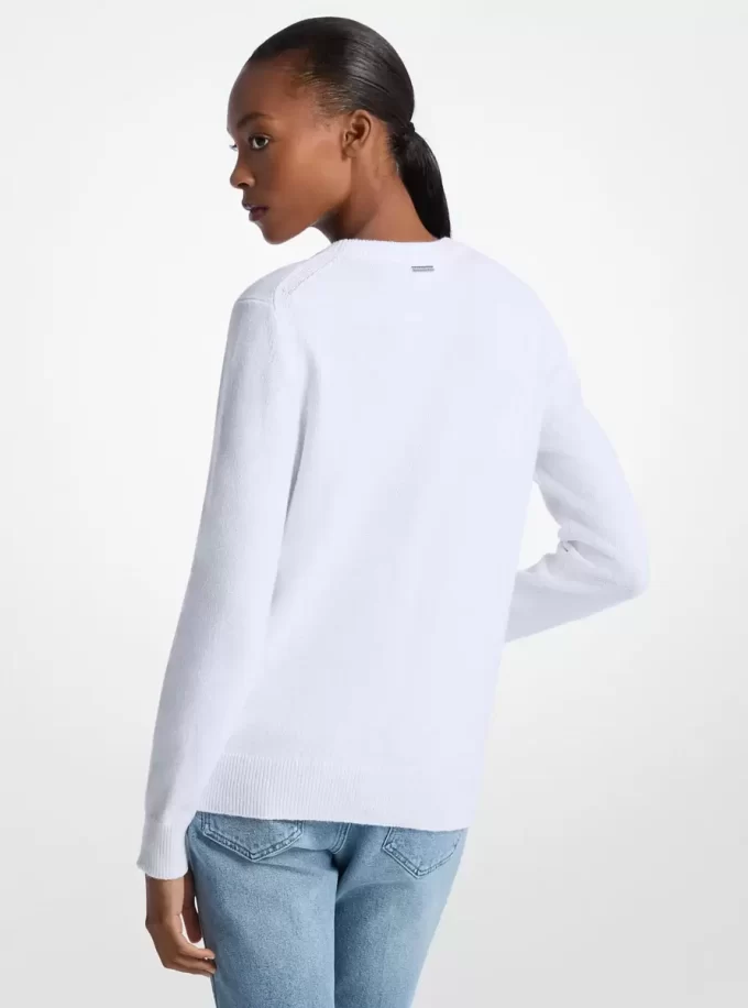 Fringed Heart Cotton Blend Sweater Fringed Heart Cotton Blend Sweater