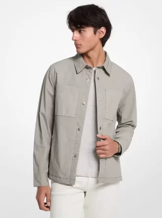Garment-Dyed Stretch Cotton Poplin Shirt Jacket