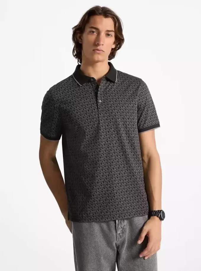 Greenwich Signature Logo Print Cotton Polo Shirt Greenwich Signature Logo Print Cotton Polo Shirt