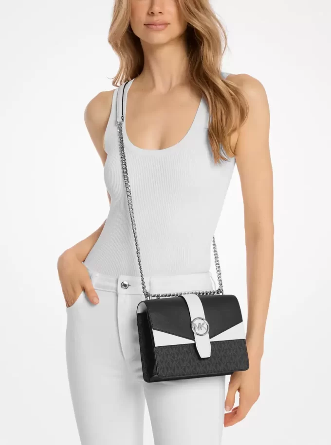 Greenwich Small Color-Block Signature Logo Crossbody Bag Greenwich Small Color-Block Signature Logo Crossbody Bag