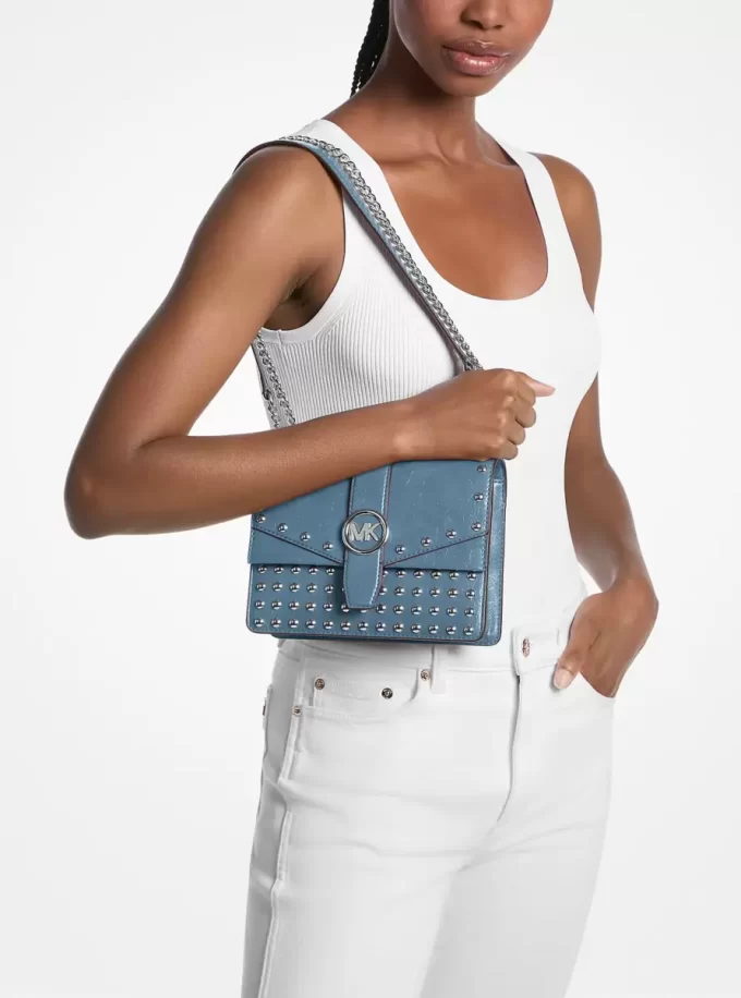 Greenwich Small Studded Distressed Crossbody Bag Greenwich Small Studded Distressed Crossbody Bag