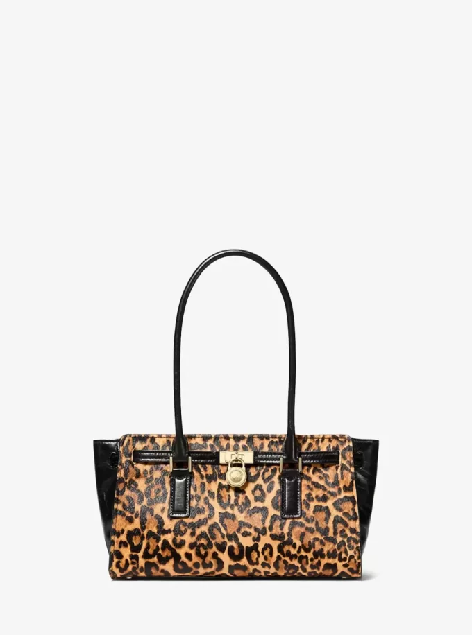 Hamilton Moderne Small Leopard Print Calf Hair Satchel