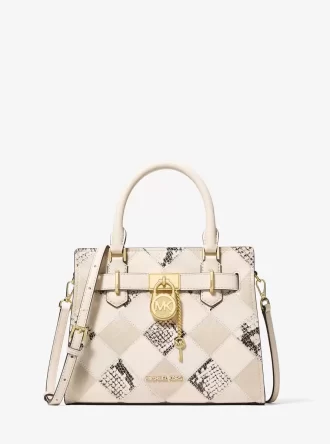 Hamilton Small Patchwork and Snake Embossed Satchel