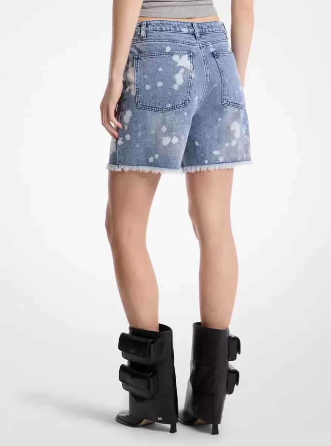 Hand-Splattered Bleach Denim Boyfriend Shorts Hand-Splattered Bleach Denim Boyfriend Shorts