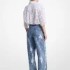 Hand-Splattered Bleach Denim Wide-Leg Jean
