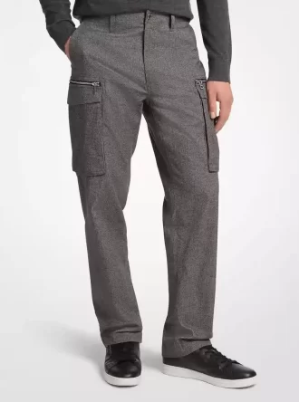Houndstooth Cotton Zip Cargo Pants