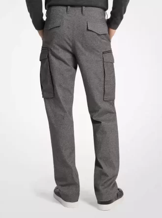 Houndstooth Cotton Zip Cargo Pants