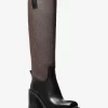 Houston Signature Logo and Leather Block Heel Boot Houston Signature Logo and Leather Block Heel Boot