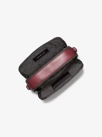 Hudson Logo Embossed Burnished Leather Crossbody Bag