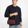 Hudson Logo Embossed Burnished Leather Crossbody Bag