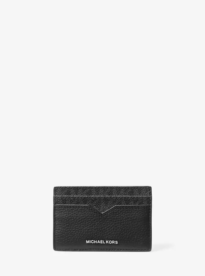 Hudson Pebbled Leather and Signature Logo Money Clip Card Case Hudson Pebbled Leather and Signature Logo Money Clip Card Case