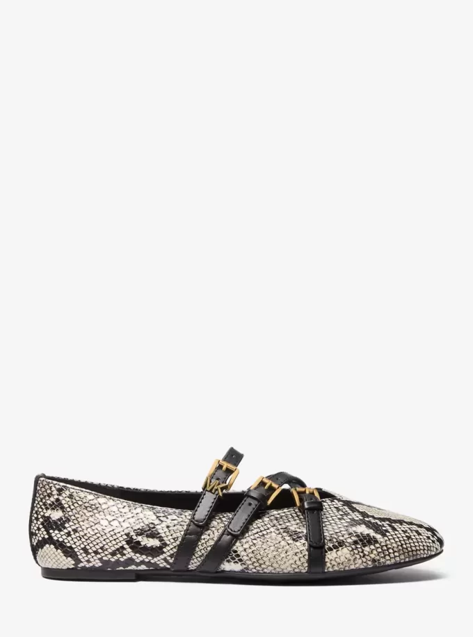 Indy Snake Embossed Leather Ballet Flat