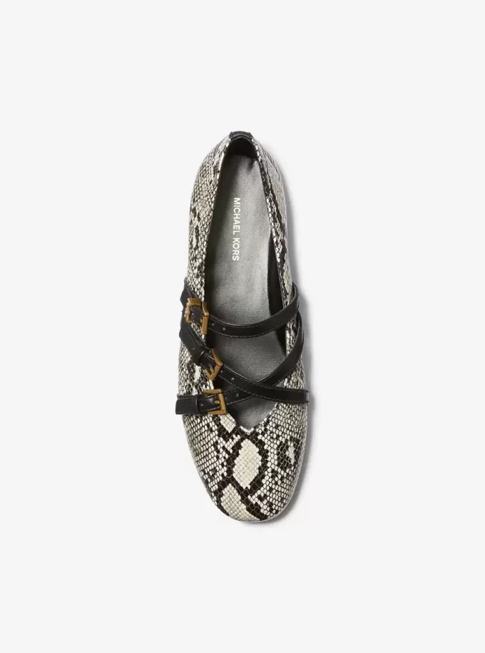 Indy Snake Embossed Leather Ballet Flat
