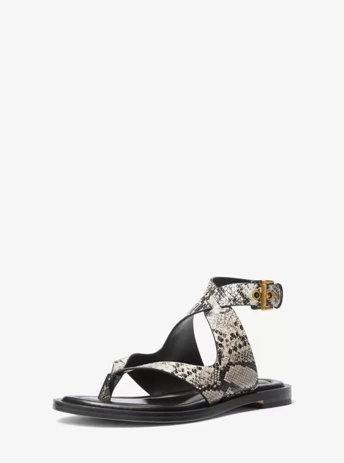 Irene Snake Embossed Leather Wrap Sandal Irene Snake Embossed Leather Wrap Sandal