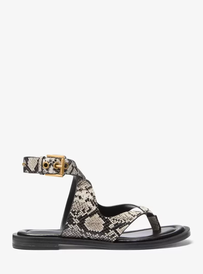 Irene Snake Embossed Leather Wrap Sandal Irene Snake Embossed Leather Wrap Sandal