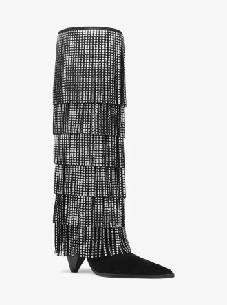 Jayla Embellished Leather Fringed Boot