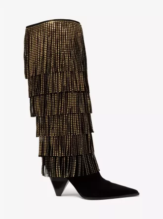 Jayla Embellished Suede Fringed Boot