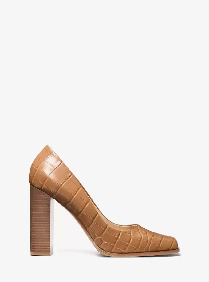 Jeanne Crocodile Embossed Leather Pump