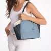 Jet Set Large Color-Block Signature Logo Shoulder Bag