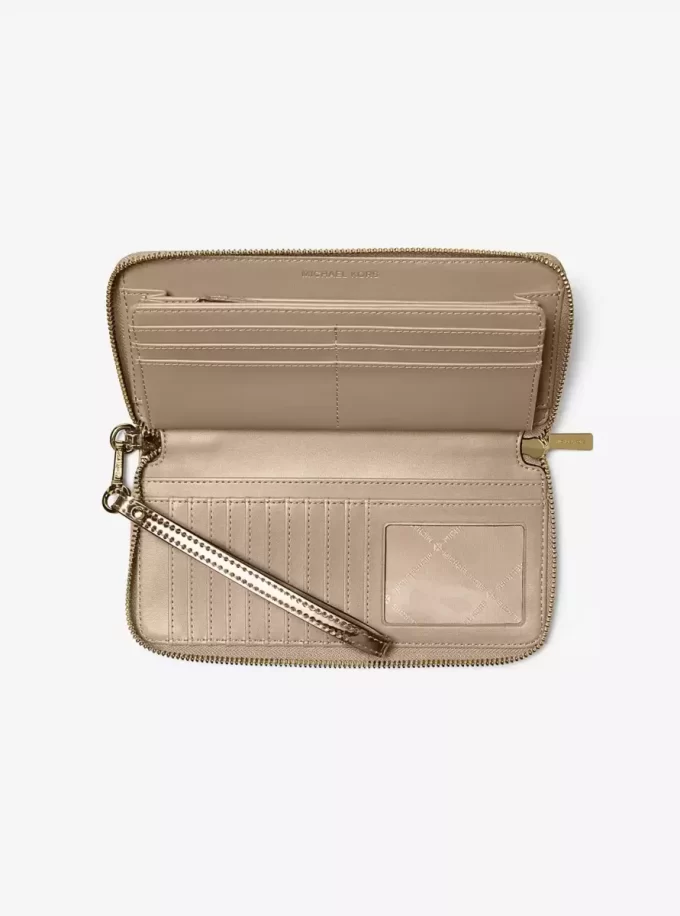 Jet Set Large Metallic Logo Debossed Continental Wallet