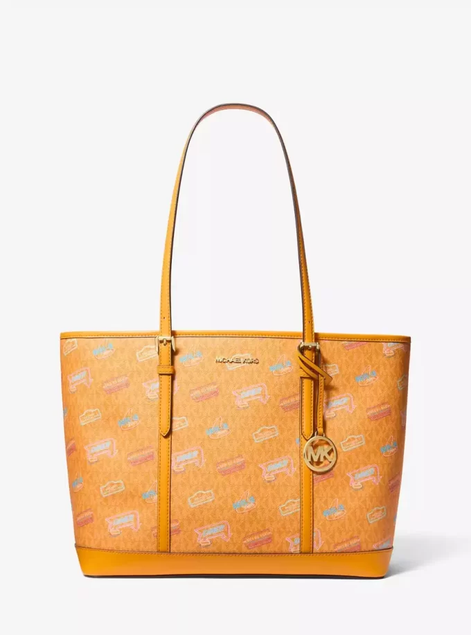 Jet Set Large Printed Signature Logo Tote Bag
