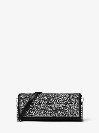 Jet Set Medium Embellished Metallic Leather Clutch