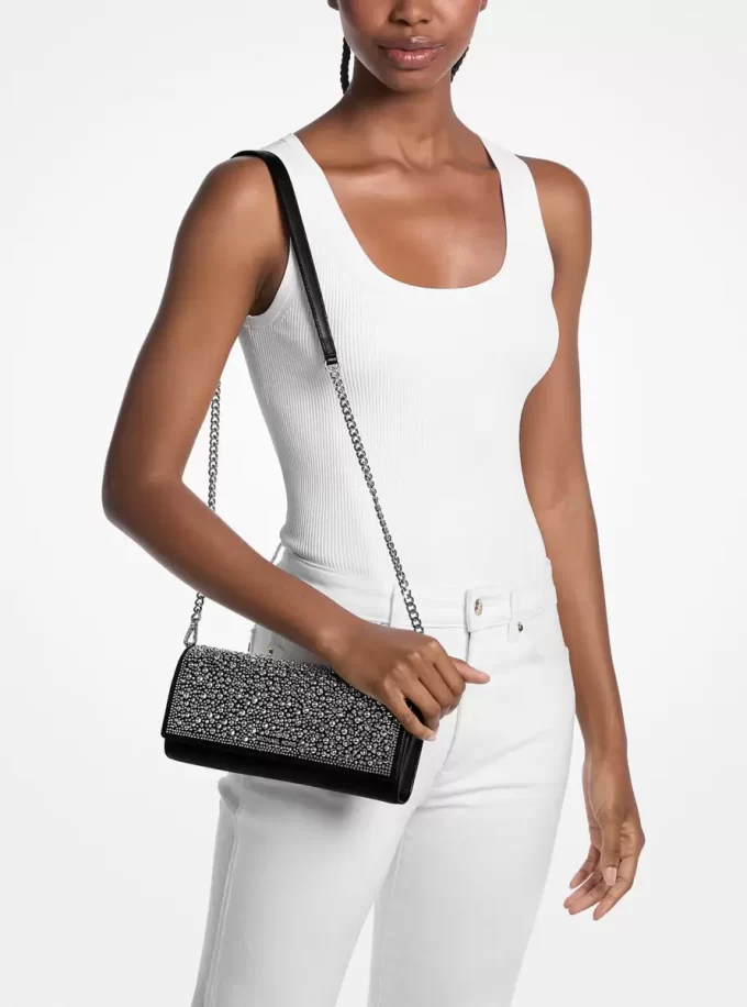 Jet Set Medium Embellished Metallic Leather Clutch Jet Set Medium Embellished Metallic Leather Clutch