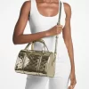 Jet Set Medium Metallic Logo Debossed Satchel