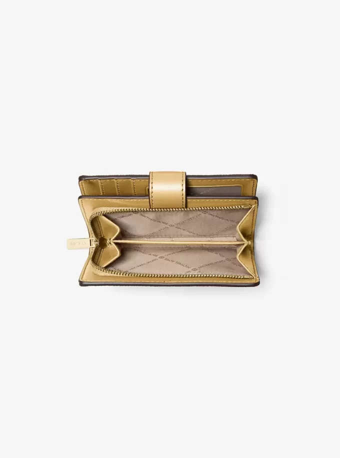 Jet Set Medium Metallic Saffiano Leather Bi-Fold Wallet Jet Set Medium Metallic Saffiano Leather Bi-Fold Wallet