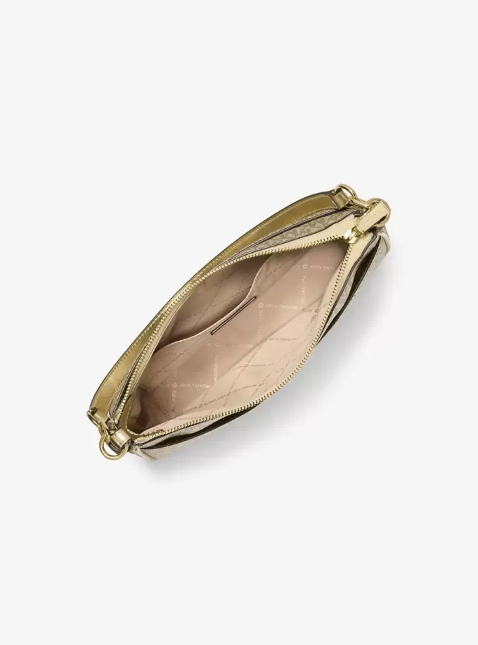 Jet Set Medium Metallic Signature Logo Convertible Crossbody Bag