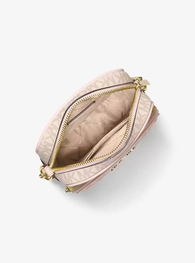 Jet Set Medium Metallic Signature Logo Crossbody Bag