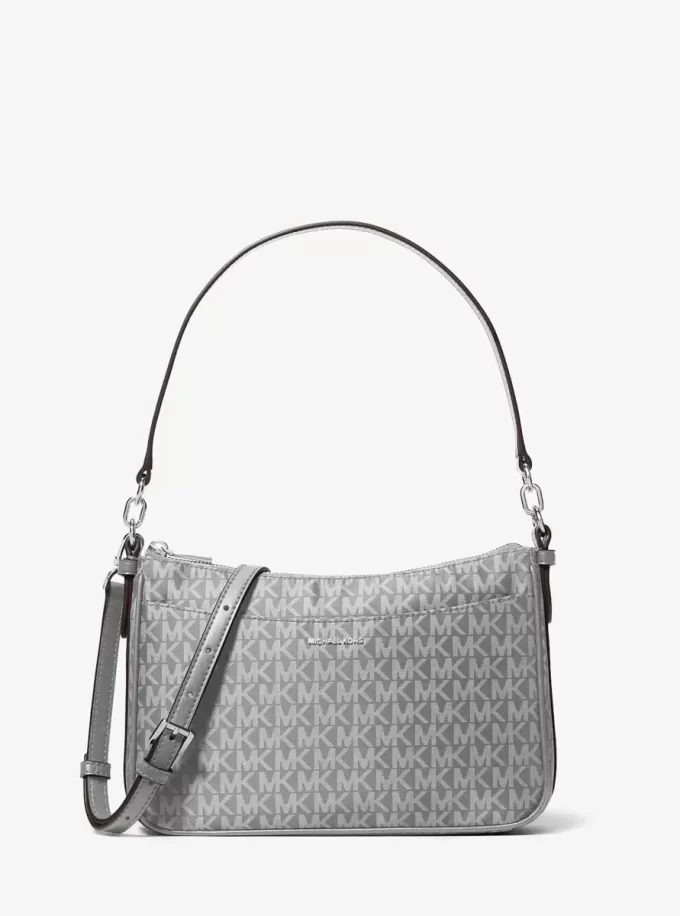 Jet Set Medium Signature Logo Print Woven Pochette Crossbody Bag Jet Set Medium Signature Logo Print Woven Pochette Crossbody Bag