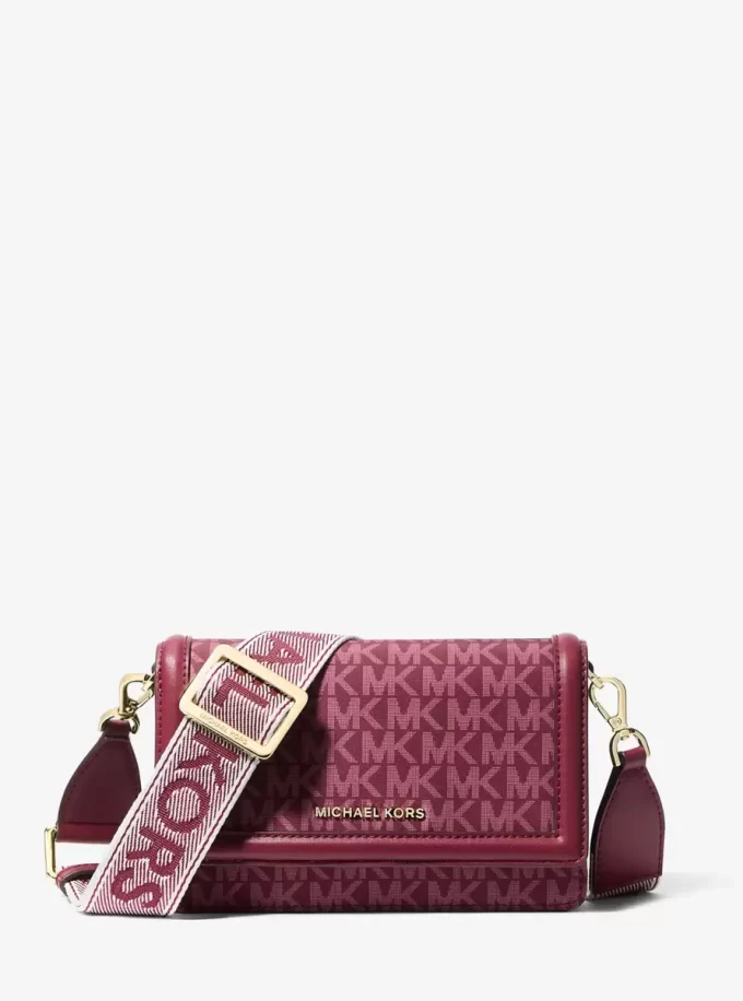 Jet Set Small Logo Print Woven Smartphone Crossbody Bag