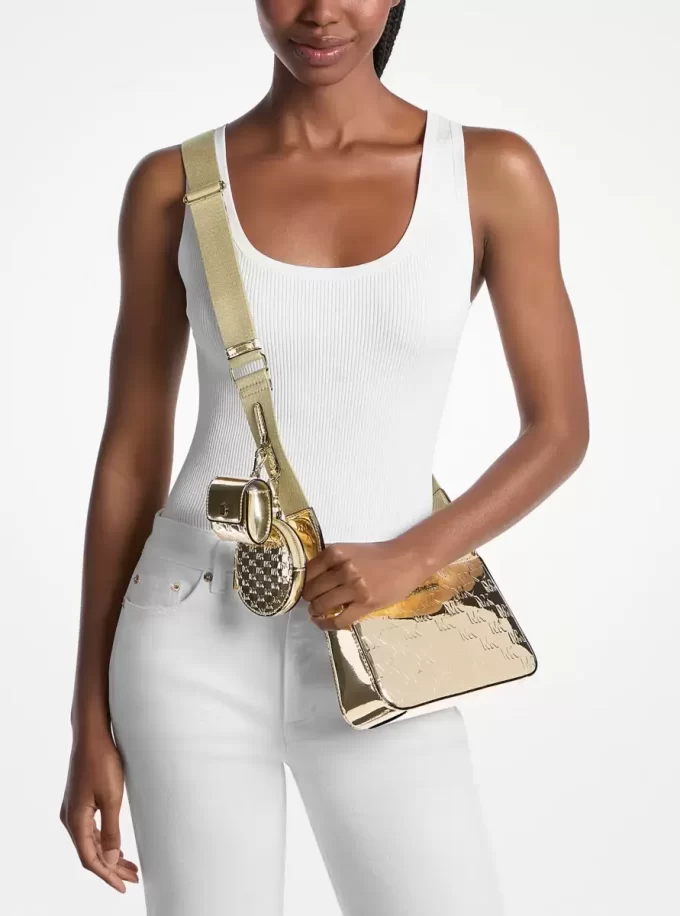 Jet Set Small Metallic Logo Debossed Crossbody Bag with Case for Apple Airpods Pro®