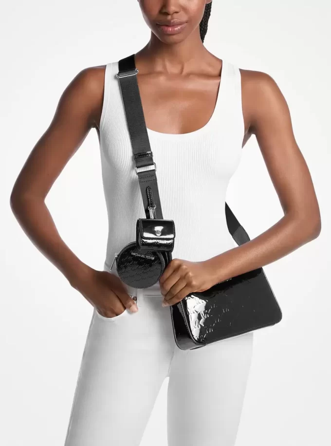 Jet Set Small Patent Logo Debossed Crossbody Bag with Case for Apple Airpods Pro® Jet Set Small Patent Logo Debossed Crossbody Bag with Case for Apple Airpods Pro®