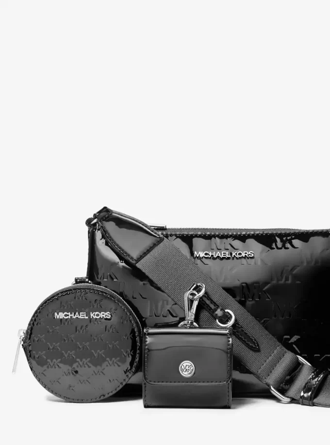 Jet Set Small Patent Logo Debossed Crossbody Bag with Case for Apple Airpods Pro® Jet Set Small Patent Logo Debossed Crossbody Bag with Case for Apple Airpods Pro®