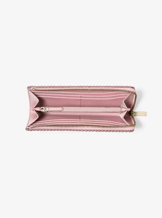 Jet Set Travel Large Pebbled Leather Quarter-Zip Wallet