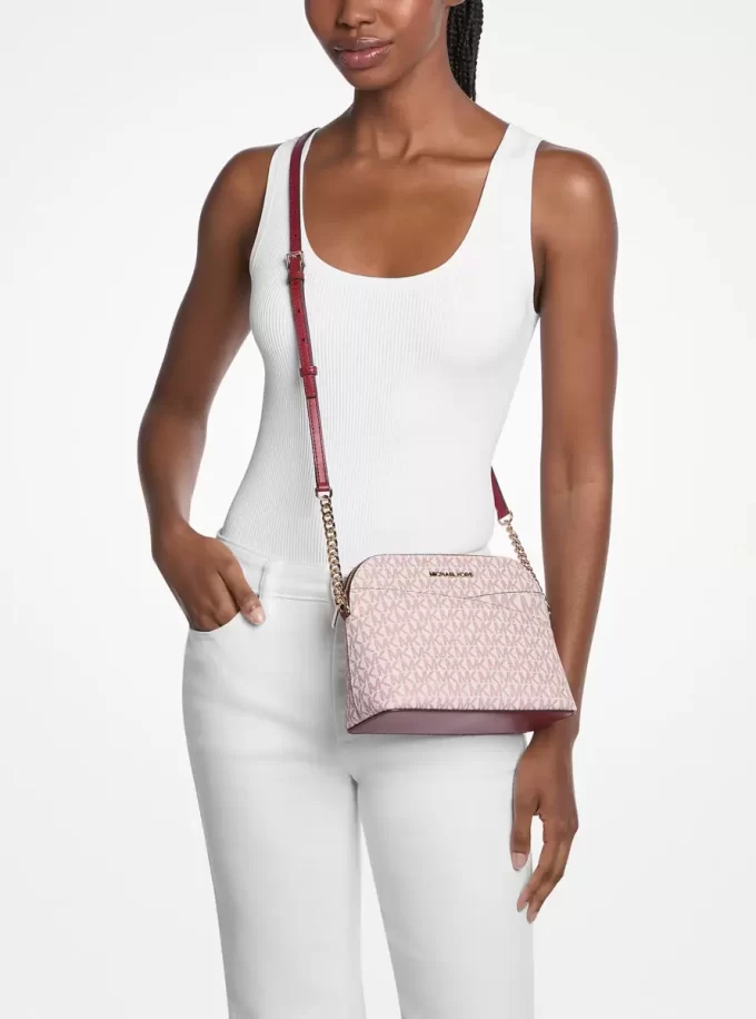 Jet Set Travel Medium Signature Logo Dome Crossbody Bag