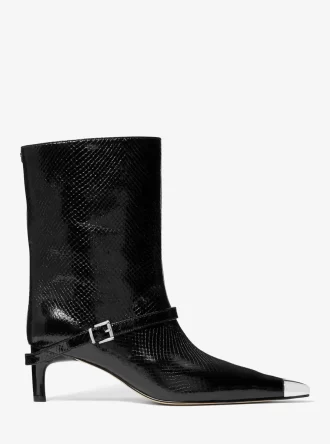 Kasia Snake Embossed Leather Buckle Boot