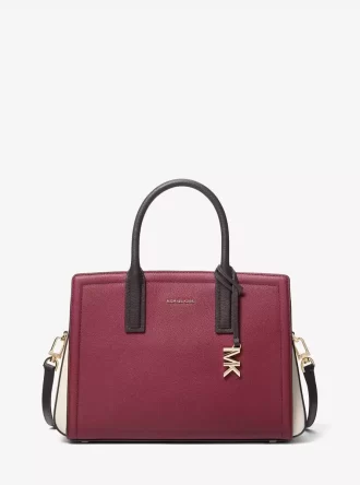 Laila Medium Color-Block Pebbled Leather Satchel