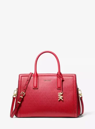 Laila Medium Metallic Signature Logo Satchel