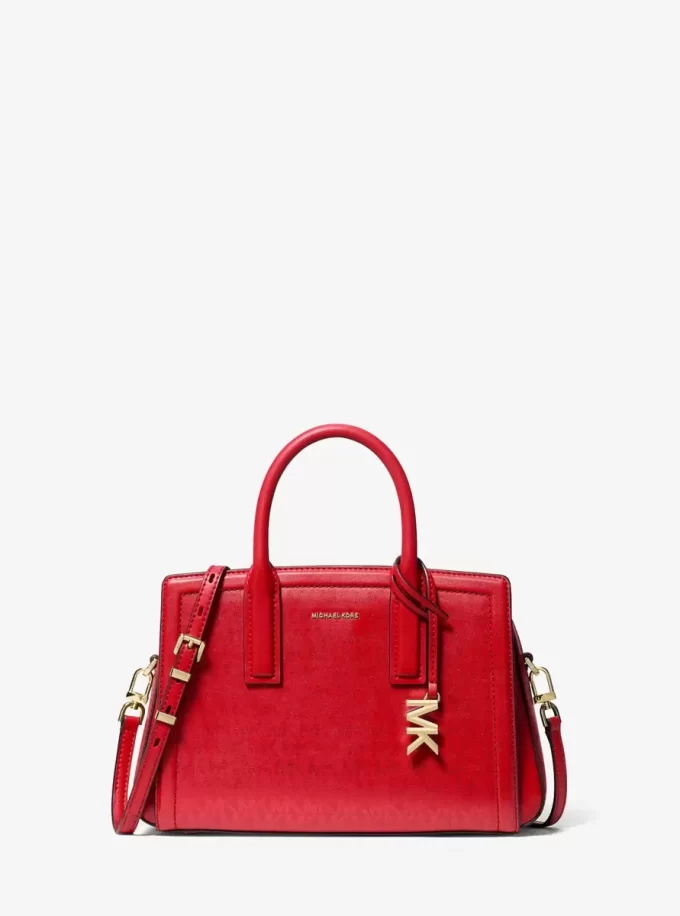 Laila Small Metallic Signature Logo Satchel