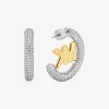 Large Pavé Logo Charm Two-Tone Hoop Earrings Large Pavé Logo Charm Two-Tone Hoop Earrings